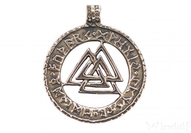 Wikinger Anhänger ~ VALKNUT ~ Wotansknoten - Runen - Bronze - Wikinger