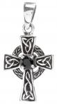 WINDALF Schmuck Anhänger ARUN Keltisches Kreuz Schwarzer Kristall Silber - Windalf.de