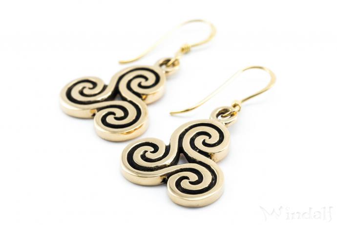 WINDALF Celtic Irische Ohrhänger FIONA 3.7 cm Triskele Schmuck Bronze - Windalf.de