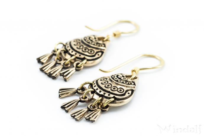 WINDALF Vintage Damen Ohrhänger SOMI 3.5 cm Wikinger Klapper-Ohrschmuck Bronze WINDALF Vintage Damen Ohrhänger SOMI 3.5 cm Wikinger Klapper-Ohrschmuck Bronze - Windalf.de