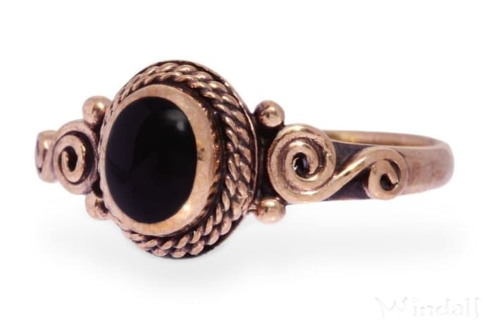 WINDALF Damen Ring ALICE 9 mm Spirals mit Onyx Vintage Bronze - Windalf.de
