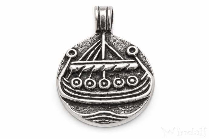 WINDALF Wikinger Schmuck-Anh&auml;nger HAITHABU &Oslash; 2 cm Wikingerschiff Vikings Amulett Silber - Windalf.de