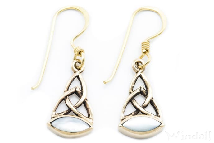 WINDALF Ohrhänger ARONWEN 3.2 cm Celtic Perlmutt Schmuck Bronze - Windalf.de