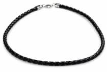 WINDALF Lederband RAGNA 50 cm 3 mm Geflochten Schwarz Halsband Silber - Windalf.de