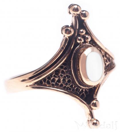 WINDALF Zarter Damen Ring ALADRIEL 18 mm Perlmutt Schmuckring Bronze - Windalf.de