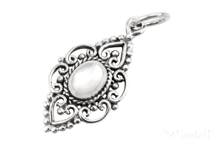 WINDALF Schmuck-Anhänger SVANA 2.7 cm Mittelalter-Schmuck Perlmutt Silber - Windalf.de