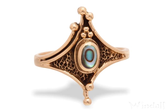 WINDALF Zarter Damen Ring ALADRIEL 18 mm Pauamuschel Bronze - Windalf.de