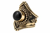 WINDALF Langer Vintage Damen Ring DAIN 34 mm Schwarzer Onyx Bronze - Windalf.de