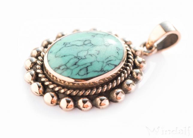 WINDALF Schmuck Anhänger MINERVA 3.4 cm Römerzeit Türkis Bronze - Windalf.de