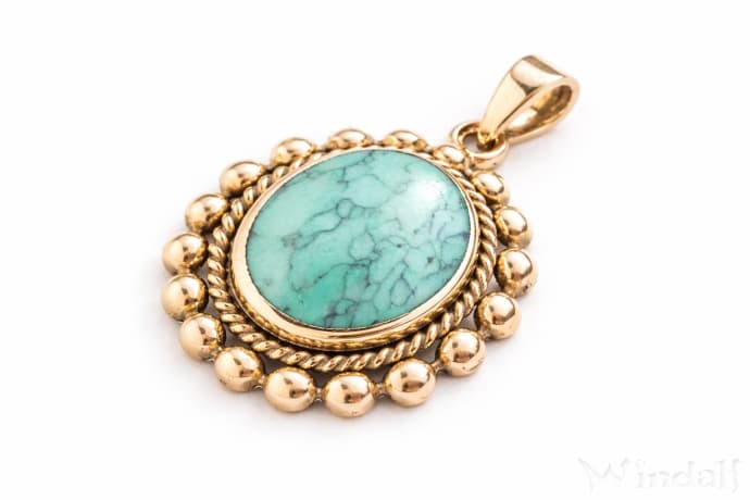 WINDALF Schmuck Anh&auml;nger MINERVA 3.4 cm R&ouml;merzeit T&uuml;rkis Bronze - Windalf.de