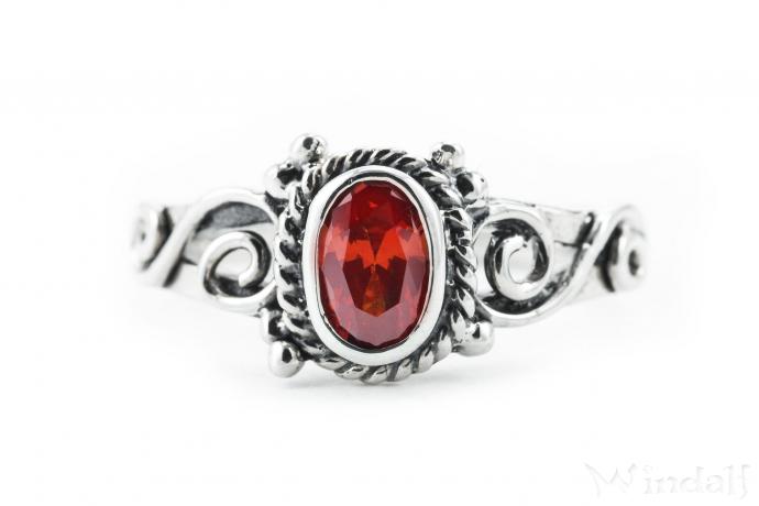 WINDALF Celtic Damen Ring AMADA 8 mm Granat Silberring Silber - Windalf.de