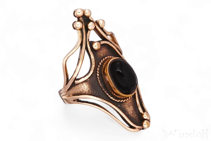 WINDALF Langer Damen Ring ALICIA 34 mm Onyx-Schmuck Bronze - Windalf.de