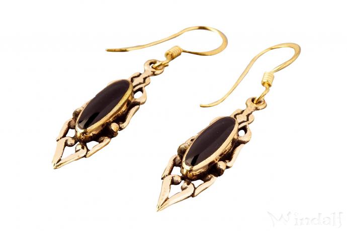 WINDALF Vintage Ohrhänger LIZA 4.4 cm Schutz Onyx Bronze - Windalf.de