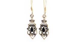 WINDALF Damen Mittelalter-Ohrschmuck NINIA 3.5 cm Onyx Bronze - Windalf.de