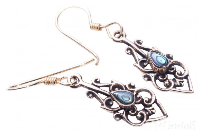 WINDALF Bohemia Ohrringe NINIA 3.5 cm Paua-Muschel Seeopal Ohrschmuck Bronze - Windalf.de