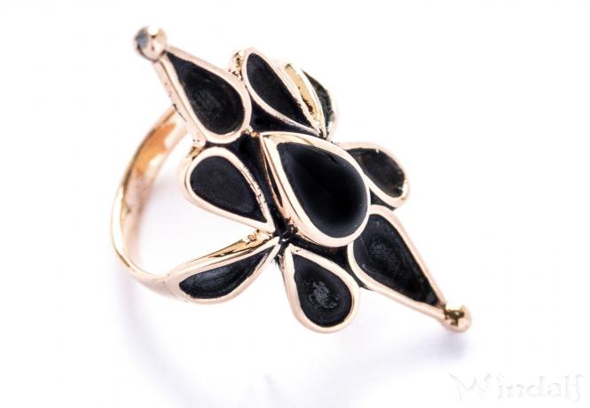 WINDALF Langer Damen Ring JOYCE 36 mm Schwarzer Onyx Gothic Schmuck Bronze - Windalf.de