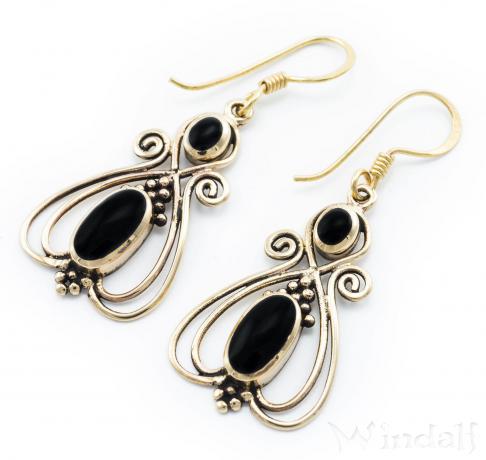 WINDALF Damen Ohrhänger REYA 4.2 cm Onyx Schmuck Bronze - Windalf.de