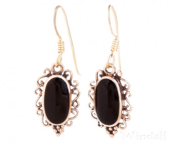 WINDALF Damen Ohrringe CARNIA 3 cm Ohrschmuck Onyx Bronze - Windalf.de
