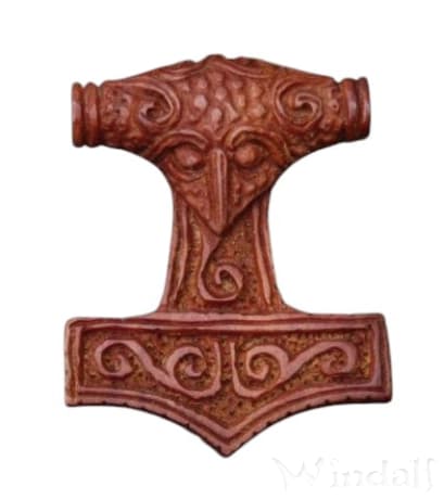 WINDALF Wikinger Schmuck Anhänger TYR 4.2 Thorshammer Schonenhammer Handarbeit Holz - Windalf.de