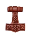 WINDALF Wikinger Schmuck Anhänger THORAN 3.1 cm Thorshammer Knotenmuster Holz - Windalf.de