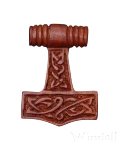 WINDALF Wikinger Schmuck Anhänger THORAN 3.1 cm Thorshammer Knotenmuster Holz - Windalf.de