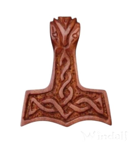 WINDALF Holzanhänger Hammer Thors MJÖLNIR 3.5 cm Thorshammer Knotenmuster - Windalf.de