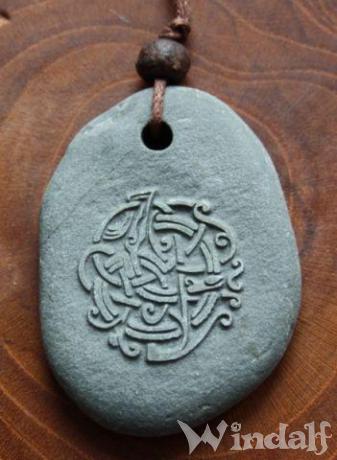 WINDALF Schmuck Anhänger JÖRMUNGANDR Midgardschlange grauer Stein - Windalf.de