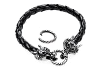 WINDALF Schwarzes Fu&szlig;band ABRAX 25 cm Drachen Armband Zinn - Windalf.de