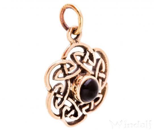WINDALF Damen Schmuck Anhänger  NUADA  2.5 cm Keltischer Knoten Onyx Bronze - Windalf.de