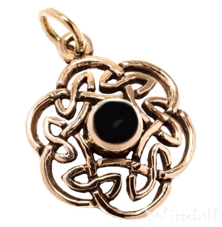 WINDALF Damen Schmuck Anh&auml;nger  NUADA  2.5 cm Keltischer Knoten Onyx Bronze - Windalf.de
