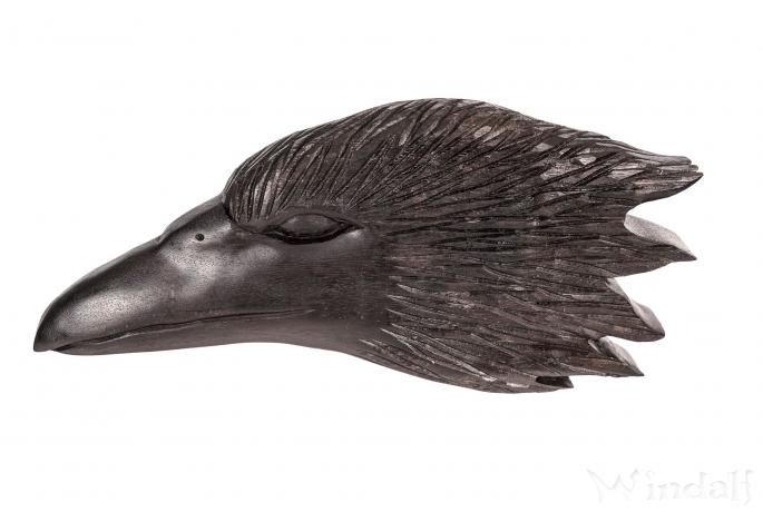WINDALF Wikinger Wandrelief HUGIN 33 cm Odins schwarze Raben Holzbild Links schauend Handarbeit Holz - Windalf.de
