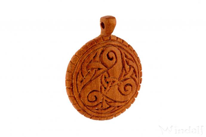 WINDALF Celtic Schmuck Anhänger ALESIA Ø 2,8 cm Keltische Triskele Handarbeit Holz - Windalf.de