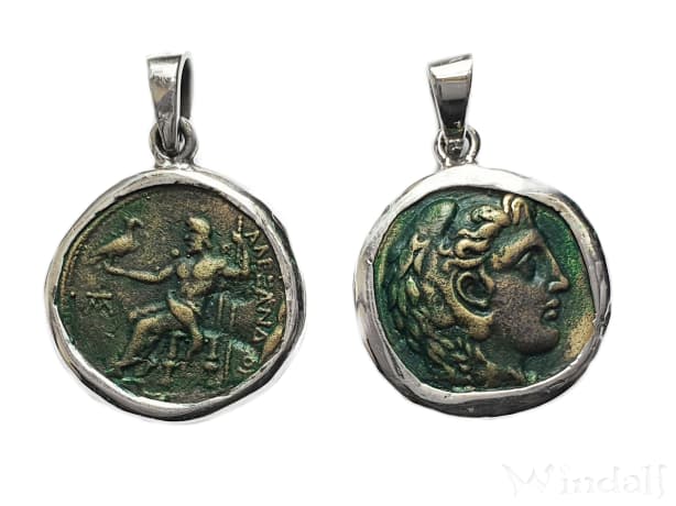 WINDALF Schmuck Anhänger Alexander der Große 3.1 cm Große Antike Münze Replikat Bronze - Windalf.de