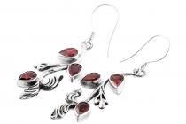 WINDALF Bohemia Damen Ohrringe LEAVES 4.6 cm Blätter mit rubinrotem Granatstein Silber WINDALF Bohemia Damen Ohrringe LEAVES 4.6 cm Blätter mit rubinrotem Granatstein Silber - Windalf.de