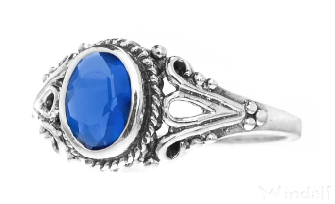 WINDALF Damen Ring INDIGO 9 mm Dunkelblauer Saphir Silber WINDALF Damen Ring INDIGO 9 mm Dunkelblauer Saphir Silber - Windalf.de
