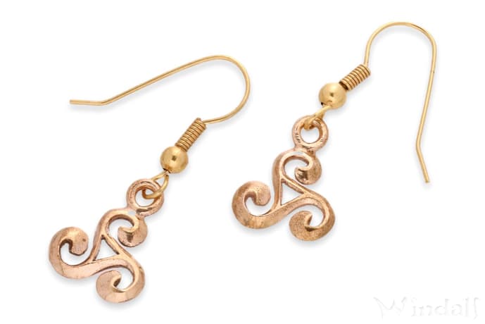 WINDALF Damen Ohrhänger ARWIA 3.3 cm Triskele Bronze - Windalf.de