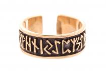 WINDALF Vikings Futhark Ring RUNAR 7 mm Offener Wikinger Runenring Bronze - Windalf.de