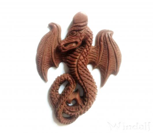WINDALF Drachen Schmuckanhänger WYVEREX 5 cm Geflügelter Feuerdrache Handarbeit Holz - Windalf.de