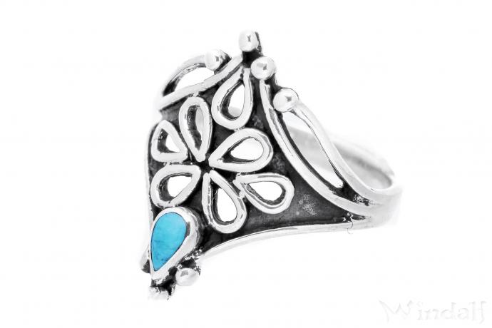 WINDALF Damen Ring SHAINA 1.9 cm Heilstein Türkis Schmuck Vintage Silber - Windalf.de