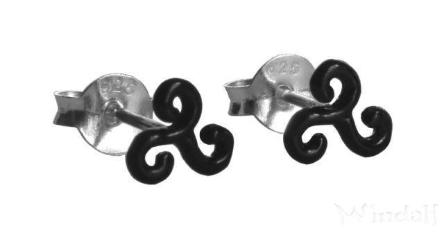 WINDALF Celtic Ohrstecker SVANYA 6 mm Schwarze Triskele Silber - Windalf.de