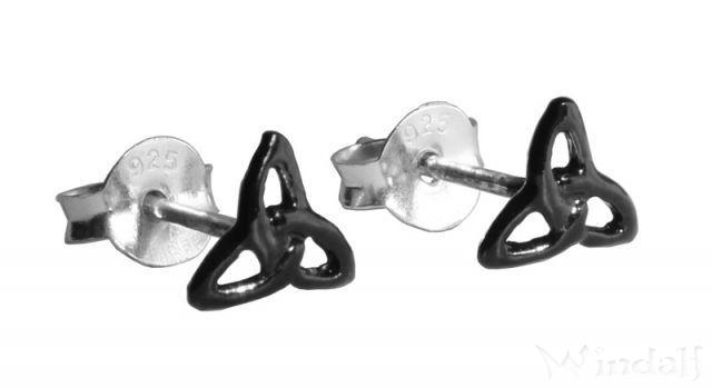 WINDALF Schwarze Celtic Ohrstecker NUANO 6 mm Keltische Dreiheit Silber - Windalf.de