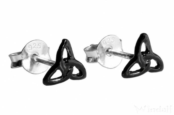 WINDALF Schwarze Celtic Ohrstecker NUANA 6 mm Keltische Dreiheit Silber - Windalf.de