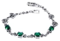 WINDALF Damen Armkette RAMIA 17.5 cm Grüner Smaragd Freundschafts-Armband Silber - Windalf.de