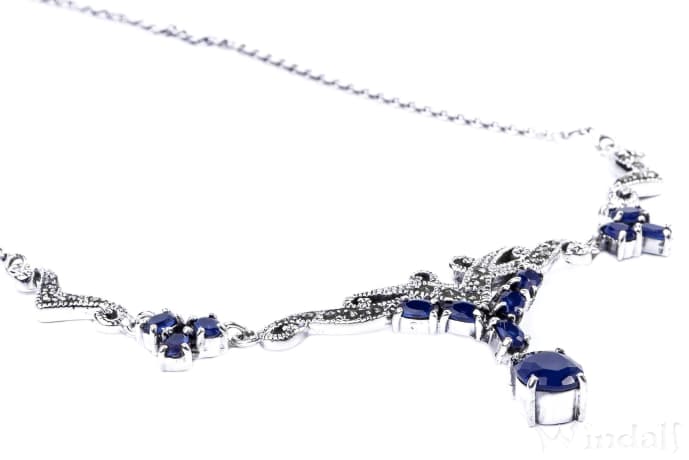 WINDALF Mittelalter Collier LUSIA Gothic Halsschmuck 45 cm Trachtenschmuck Dunkelblauer Kristall Silber WINDALF Mittelalter Collier LUSIA Gothic Halsschmuck 45 cm Trachtenschmuck Dunkelblauer Kristall Silber - Windalf.de