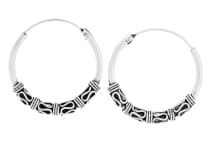 WINDALF Creolen NAJIA Ø 25 mm Mäander Muster Handarbeit Silber - Windalf.de