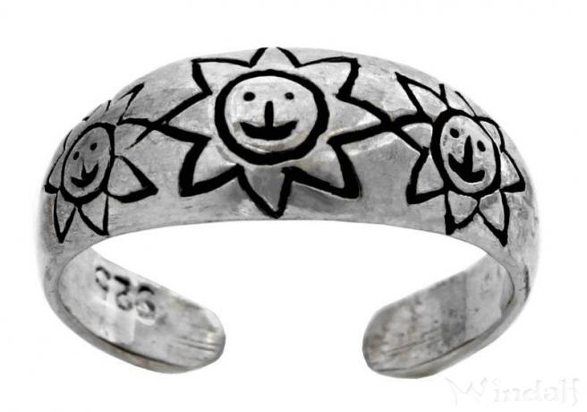 WINDALF Zehenring SADIYA 6 mm Strahlende Sonne Midi-Ring Fußschmuck Silber - Windalf.de