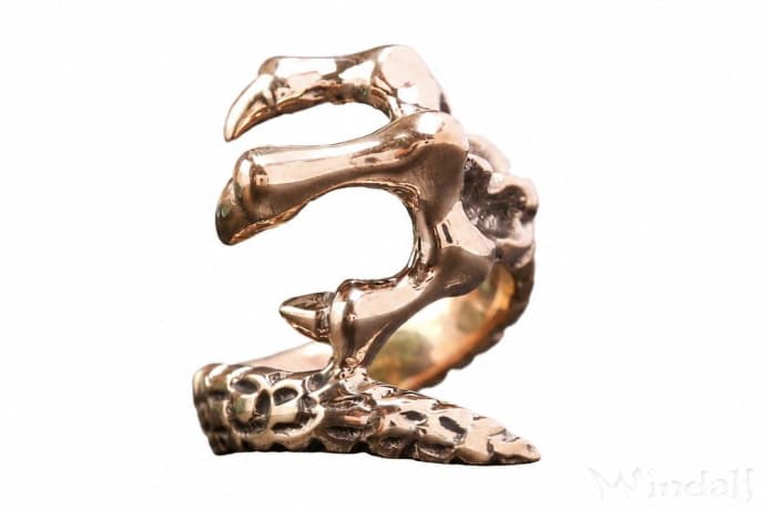 WINDALF Gro&szlig;er Ring DRACON 28 mm Drachenkralle Bronze - Windalf.de