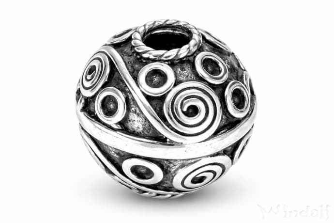 WINDALF Gro&szlig;e Bohemian Silberperle SPIRALS 16 mm Mittelalter Haarperle Bartschmuck Silber - Windalf.de