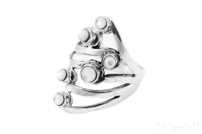 WINDALF Damen Ring LUNA 2.3 cm Elfenring Perlmutt Schmuck Silber - Windalf.de