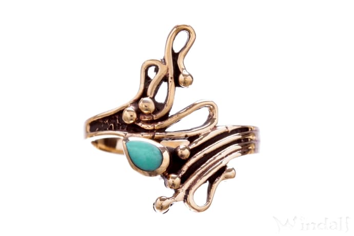 WINDALF Damen Gothic Ring NEMAIN 19 mm Schutzstein Türkis Bronze WINDALF Damen Gothic Ring NEMAIN 19 mm Schutzstein Türkis Bronze - Windalf.de